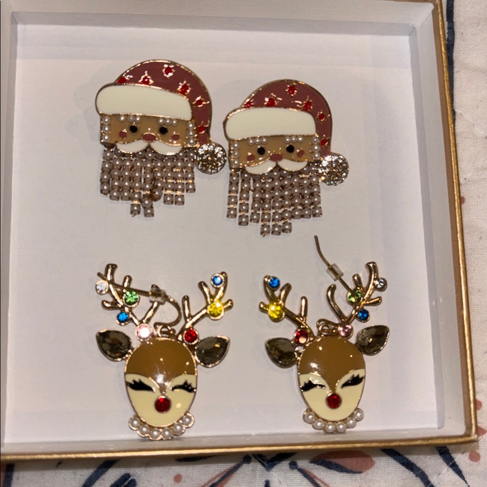 Festive Santa and Reindeer earring sets